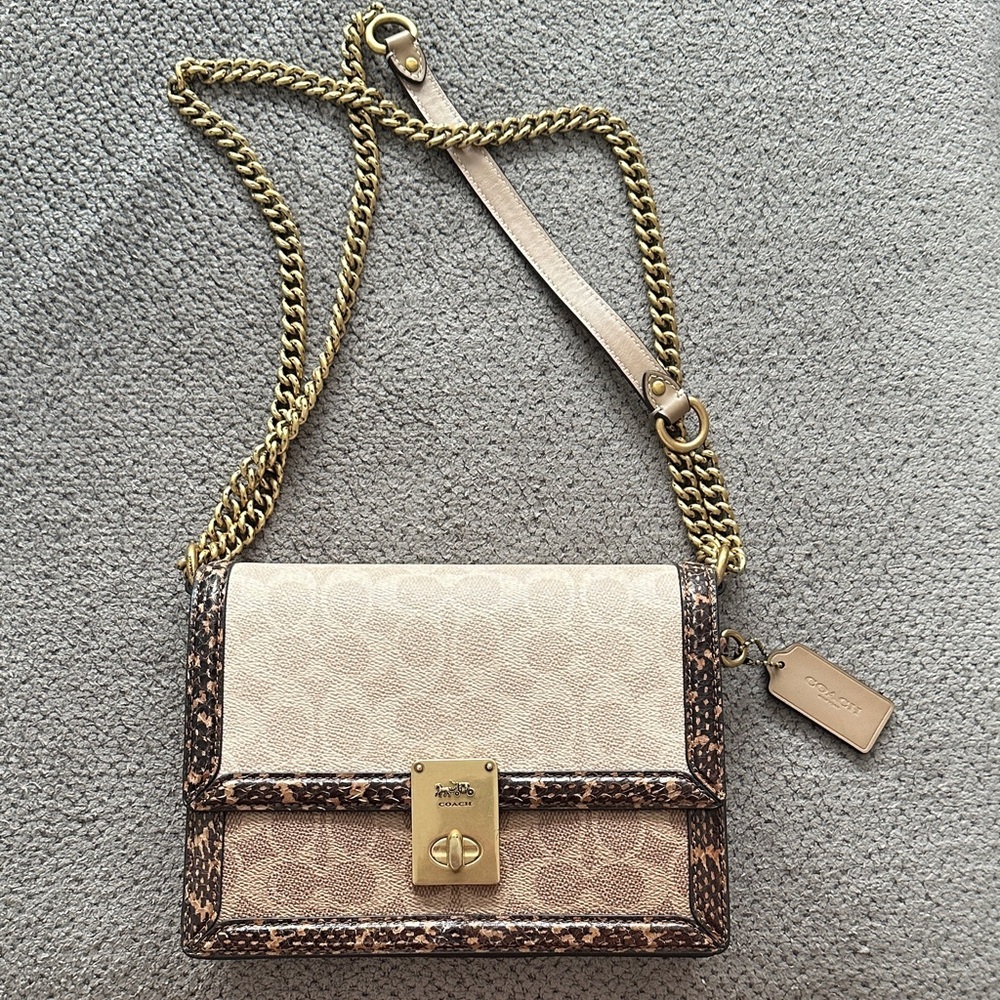 Coach Beige and Brown Patterned Crossbody Bag
